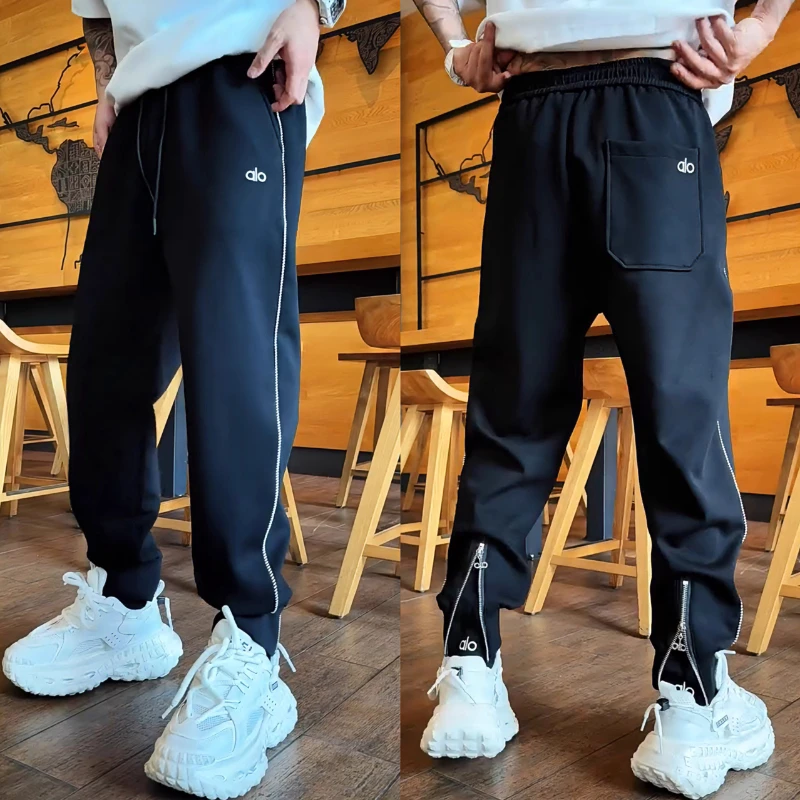 秋季新款空气层束脚休闲裤男美式高街拉链运动卫裤宽松百搭长裤