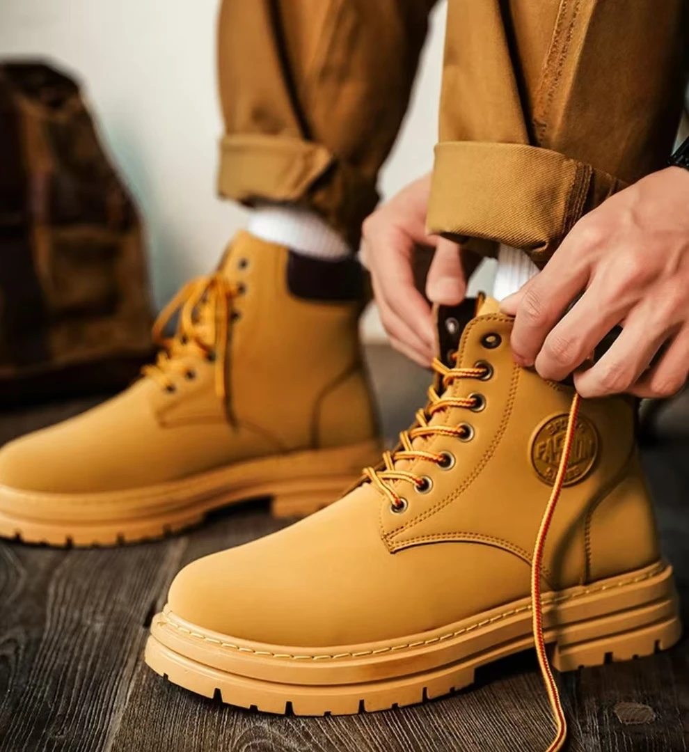 马丁靴男鞋新款高帮工装靴子英伦风短靴韩版百搭厚底靴子潮鞋T168