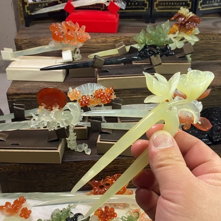 蛇纹石玉合金发饰