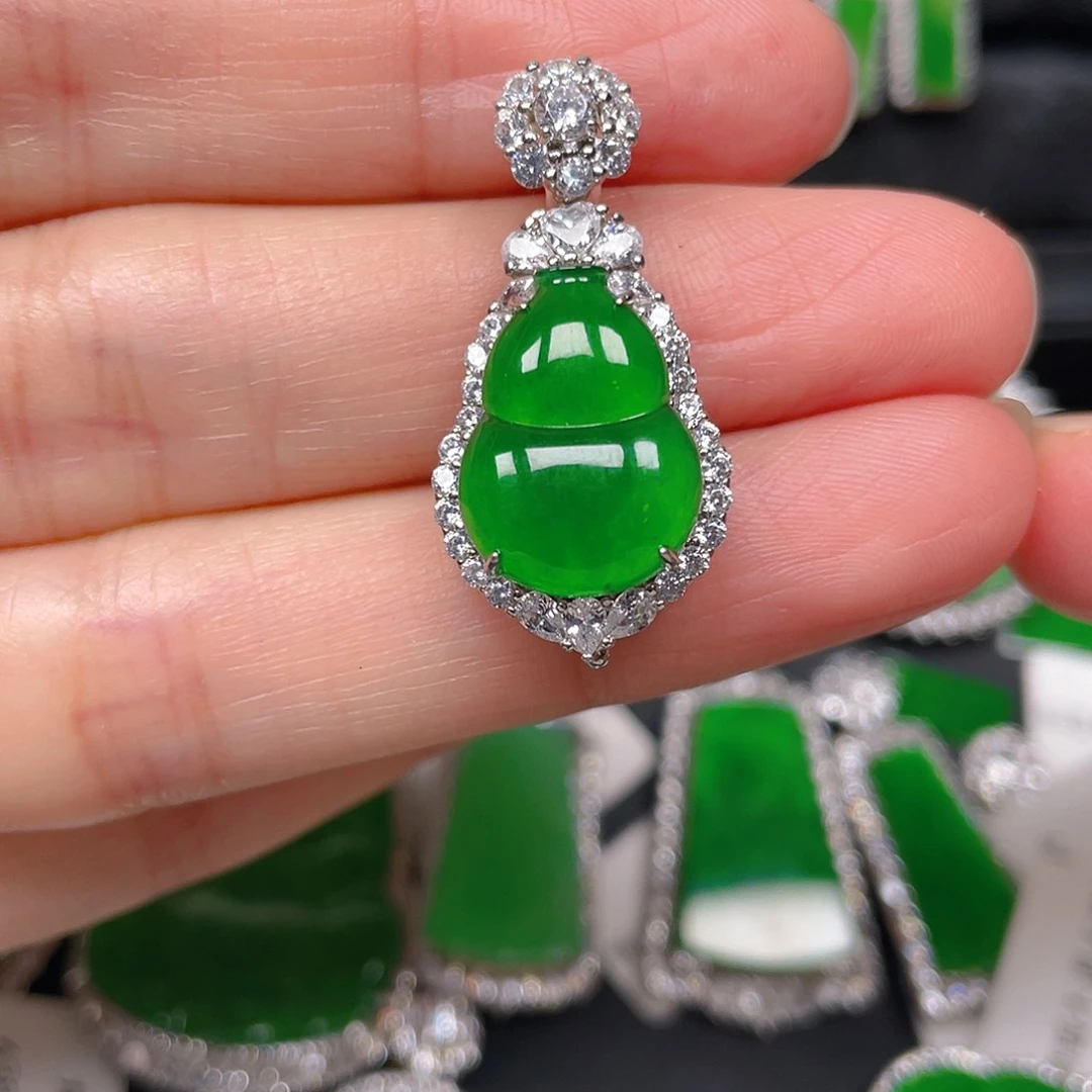 吊坠(不含链)银S925镶嵌翡翠吊坠