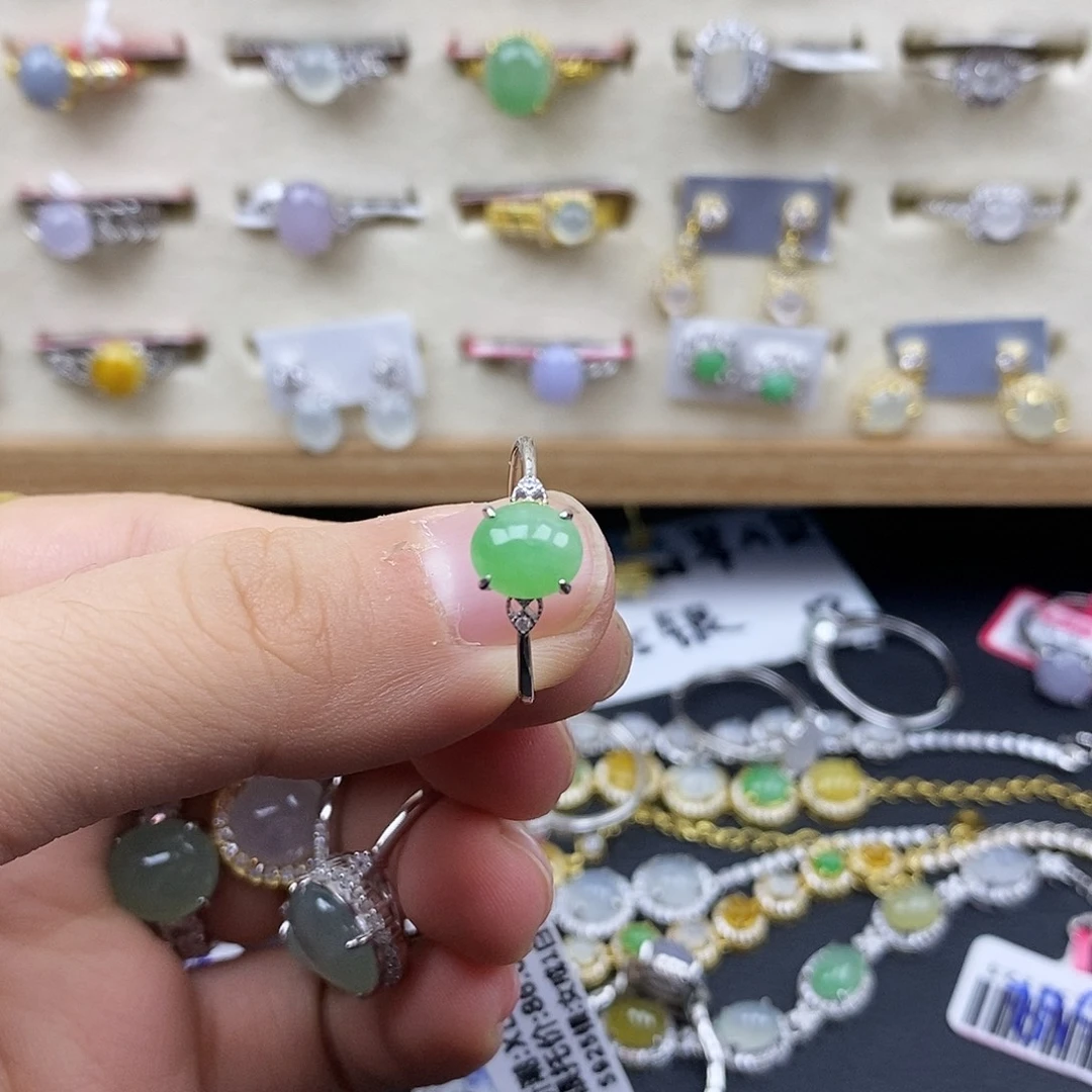 翡翠银S925镶嵌戒指