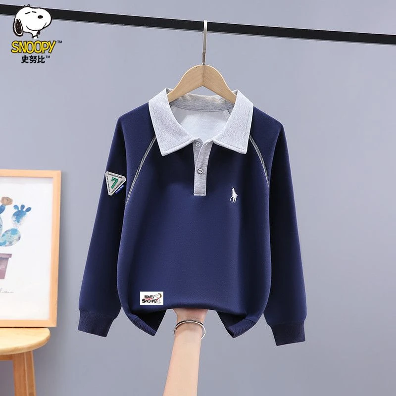 史努比男童卫衣秋冬装2025新款洋气中大童男孩休闲时尚百搭打底衫
