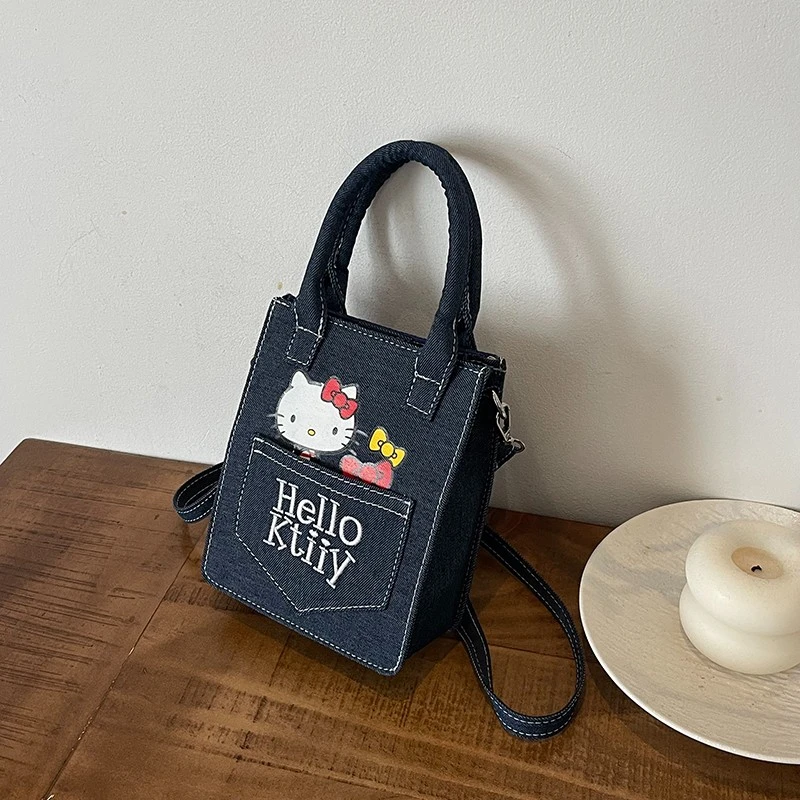 方形单肩耐脏手提式车缝线斜挎包小挎包百搭肩包卡通手机包