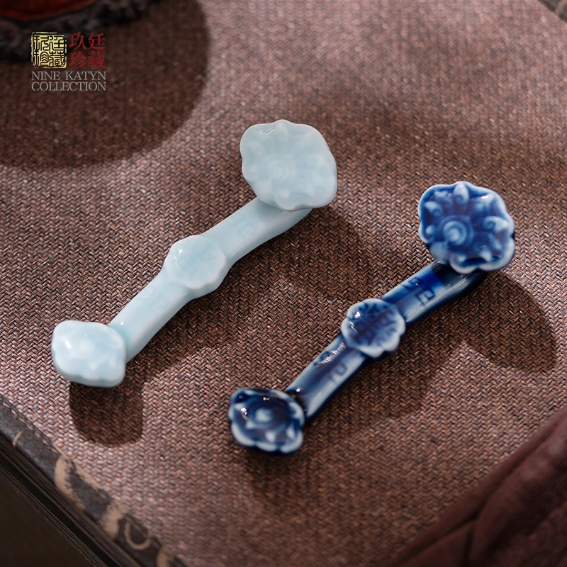 景德镇手工瓷吉祥如意功夫茶具配件招财开业礼品家居客厅茶室摆件