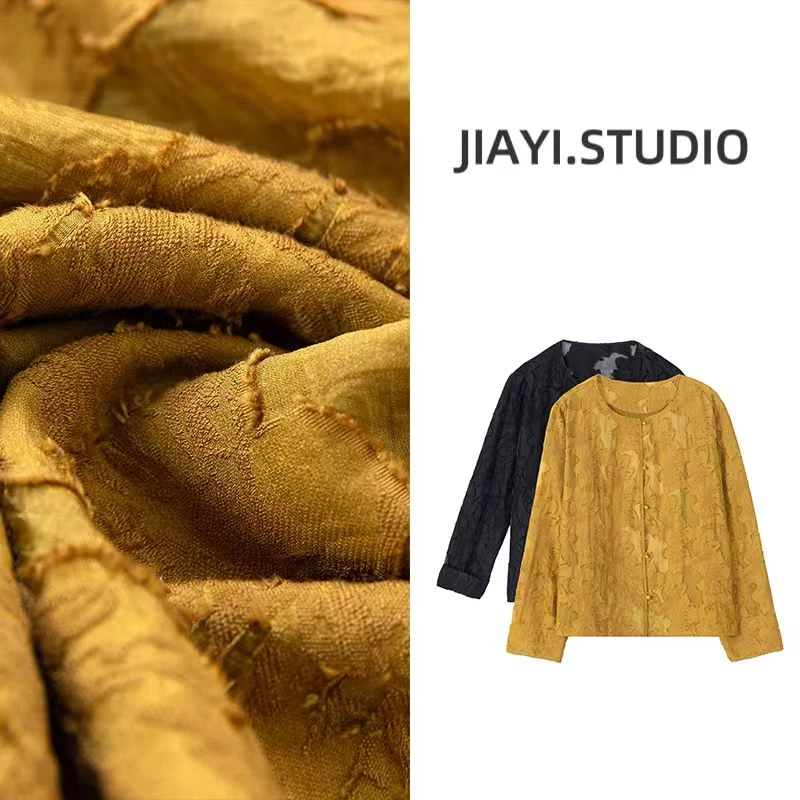 【琥珀流光】珈艺大码早秋新款小香烧花工艺外套时尚百搭显瘦D719