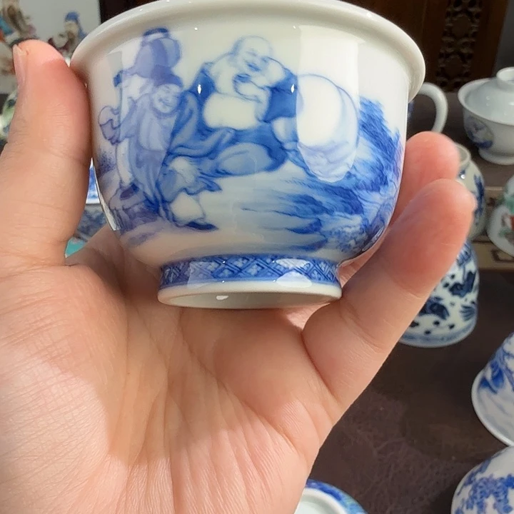 澄怀堂青花人物杯