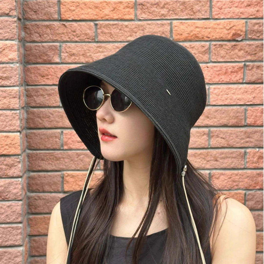 明星同款帽子流苏草帽2025新款草帽遮阳防晒显脸小大脸出游甜美