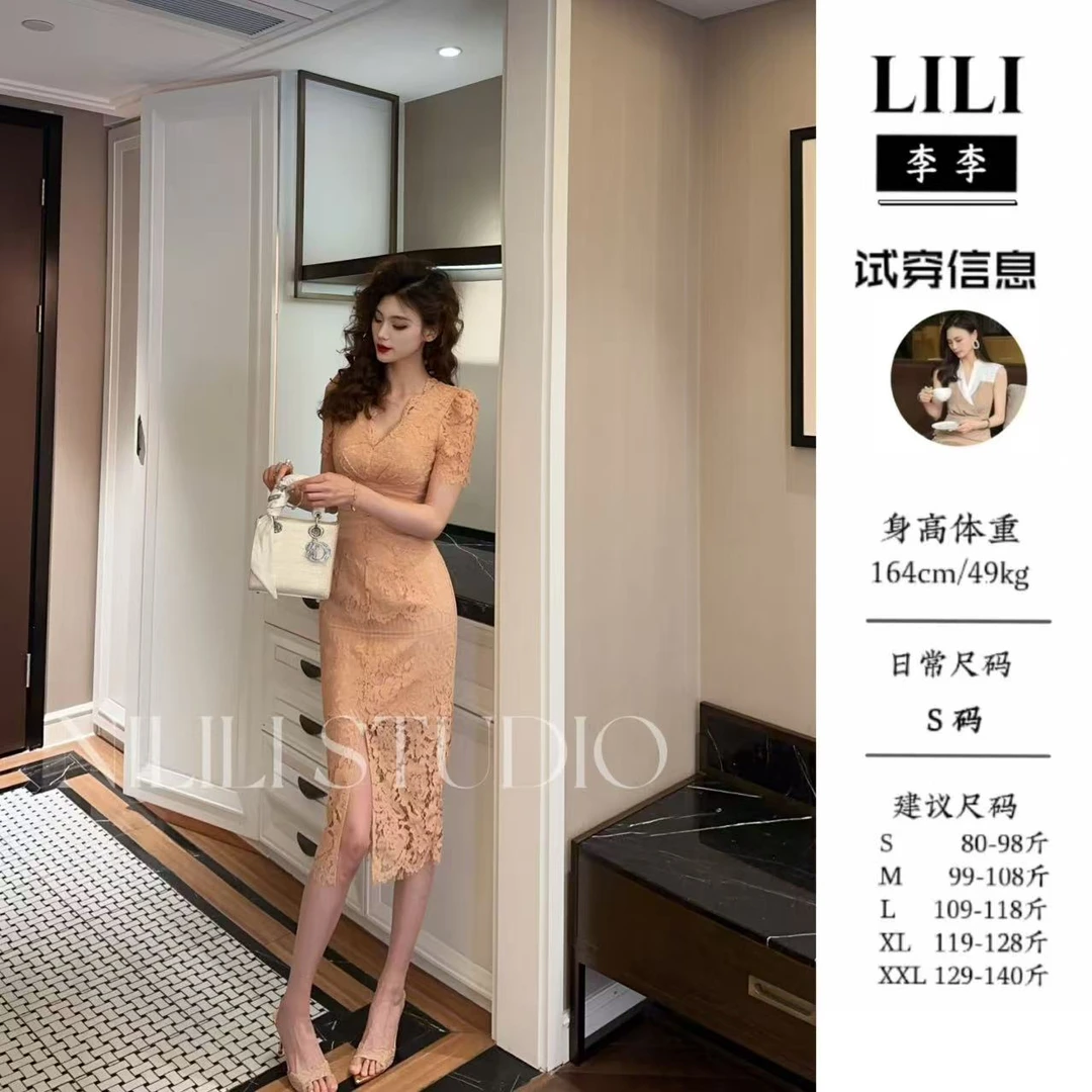 【枫糖奶油】李李原创修身日常名媛轻奢鱼尾连衣裙25665（实物偏深）