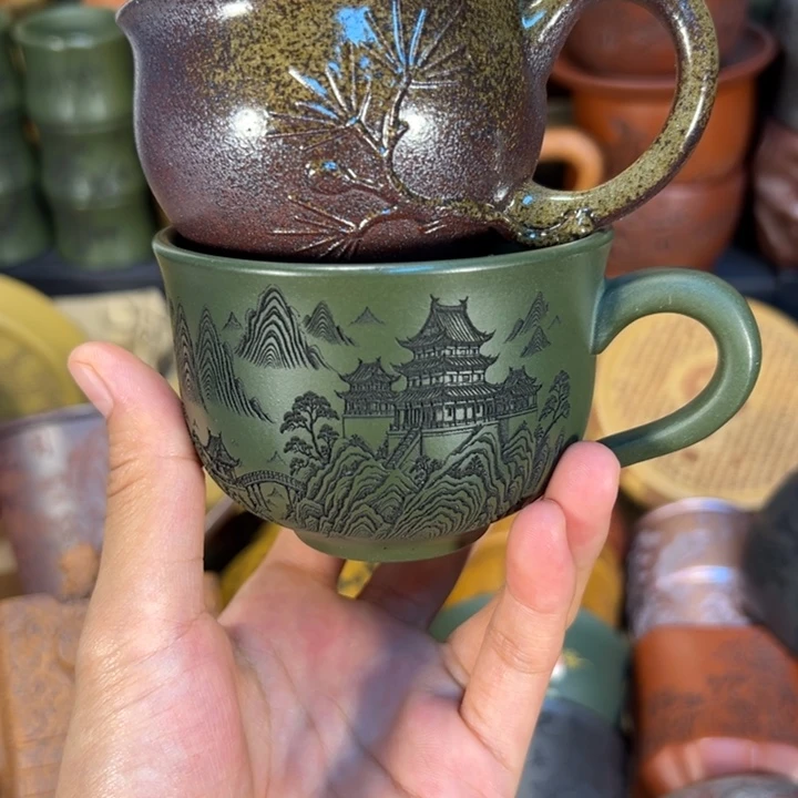 城***深茶杯紫砂宜兴紫砂杯子