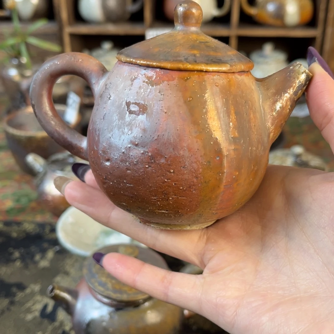 杯柴烧茶器粗陶壶微瑕