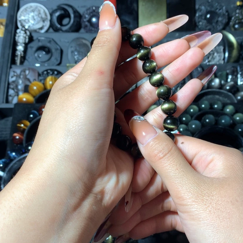 【闪购商品】黑曜岩手链未镶嵌桃****军