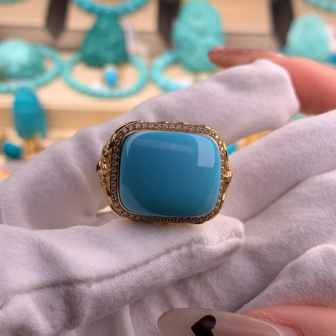 绿松石珠宝奇石18K金镶嵌