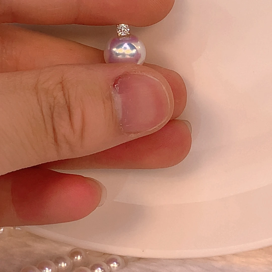 淡水珍珠18K金镶嵌吊坠(不含链)