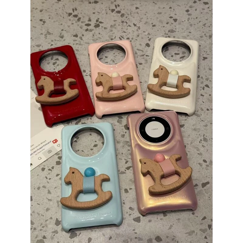 韩系简约亮面纯色立体小木马适用mate70pro华为p70pro新mate60