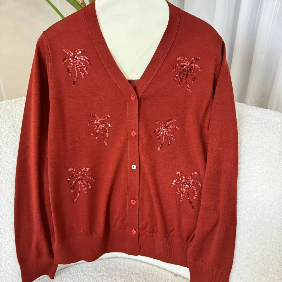 奥芙格烟花开衫款秋季常规女针织衫毛衣圆领开衫网红AFG25021301