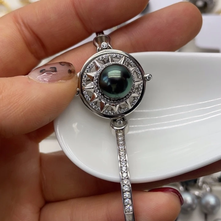 海水珍珠手镯银S925镶嵌