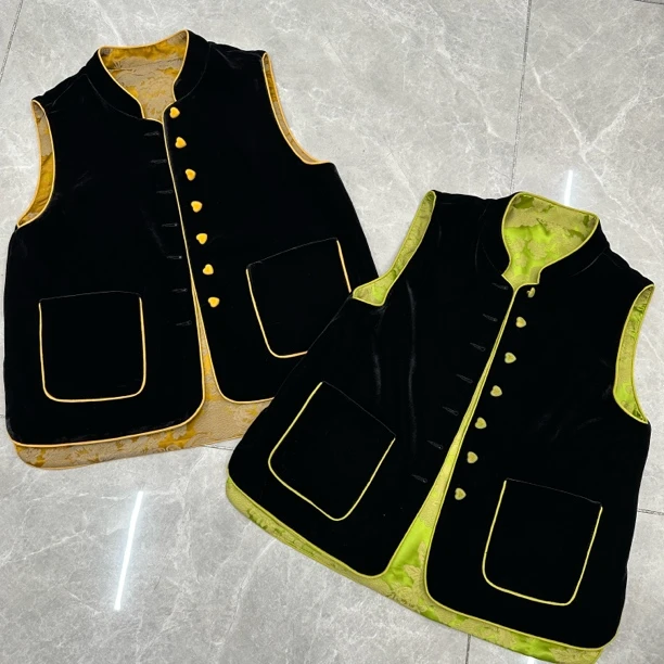 123春季新款新中式国风提花双面穿时尚百搭马夹