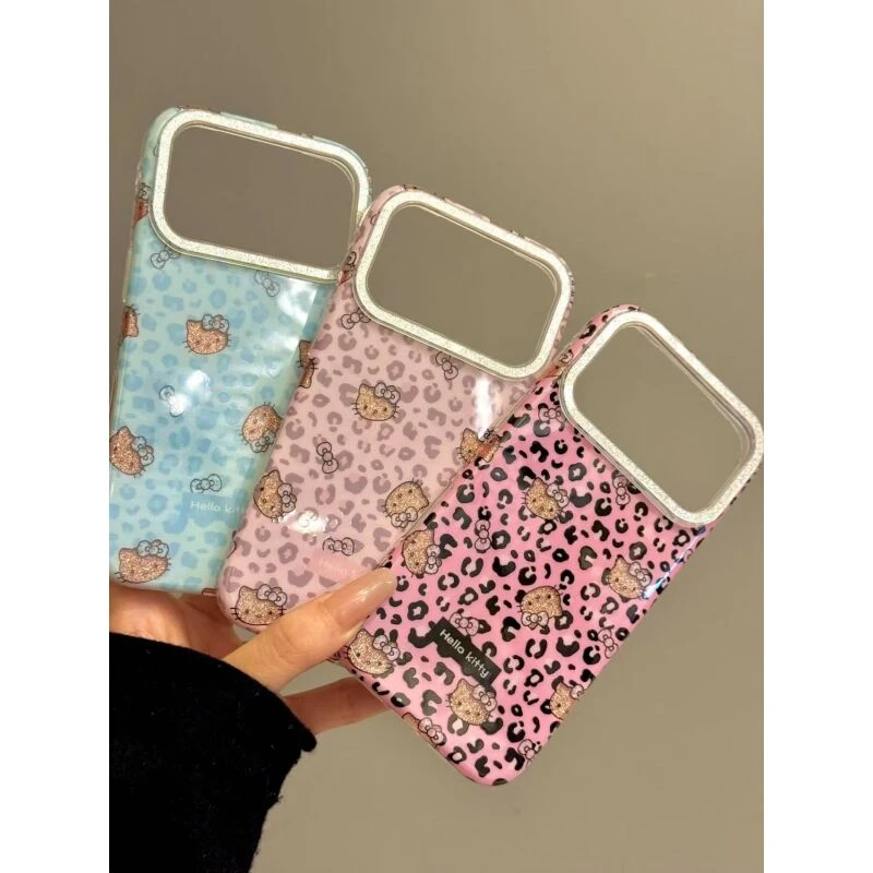 唯美ins豹纹闪粉镂空猫咪适用iphone17promax苹果16手机壳15新款