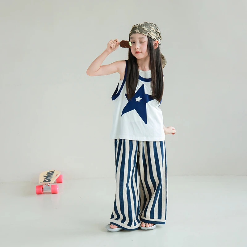 utouto大耳象女童撞色边背心2025夏季新款纯棉无袖薄上衣2503482