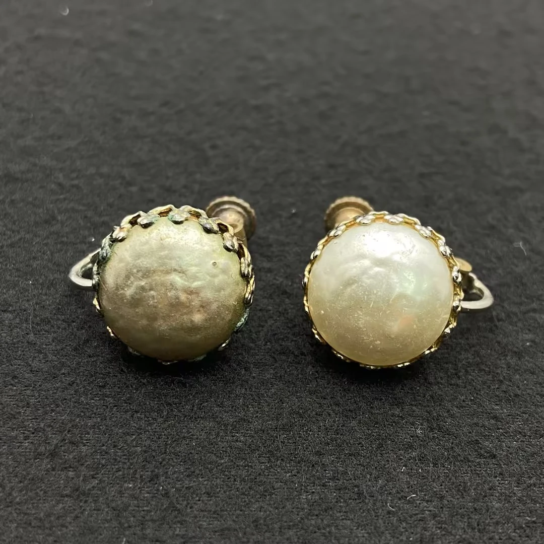 铜合金亚克力耳饰 【Liz璇子中古】皱皮珠珠耳夹H47987无鉴赏期