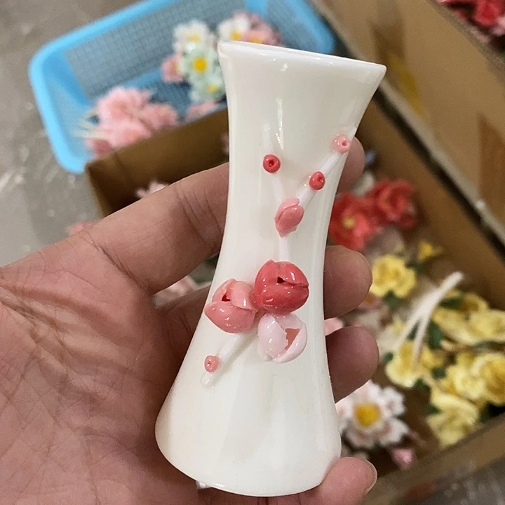 瓷片纯手工陶瓷花摆件1瑕疵