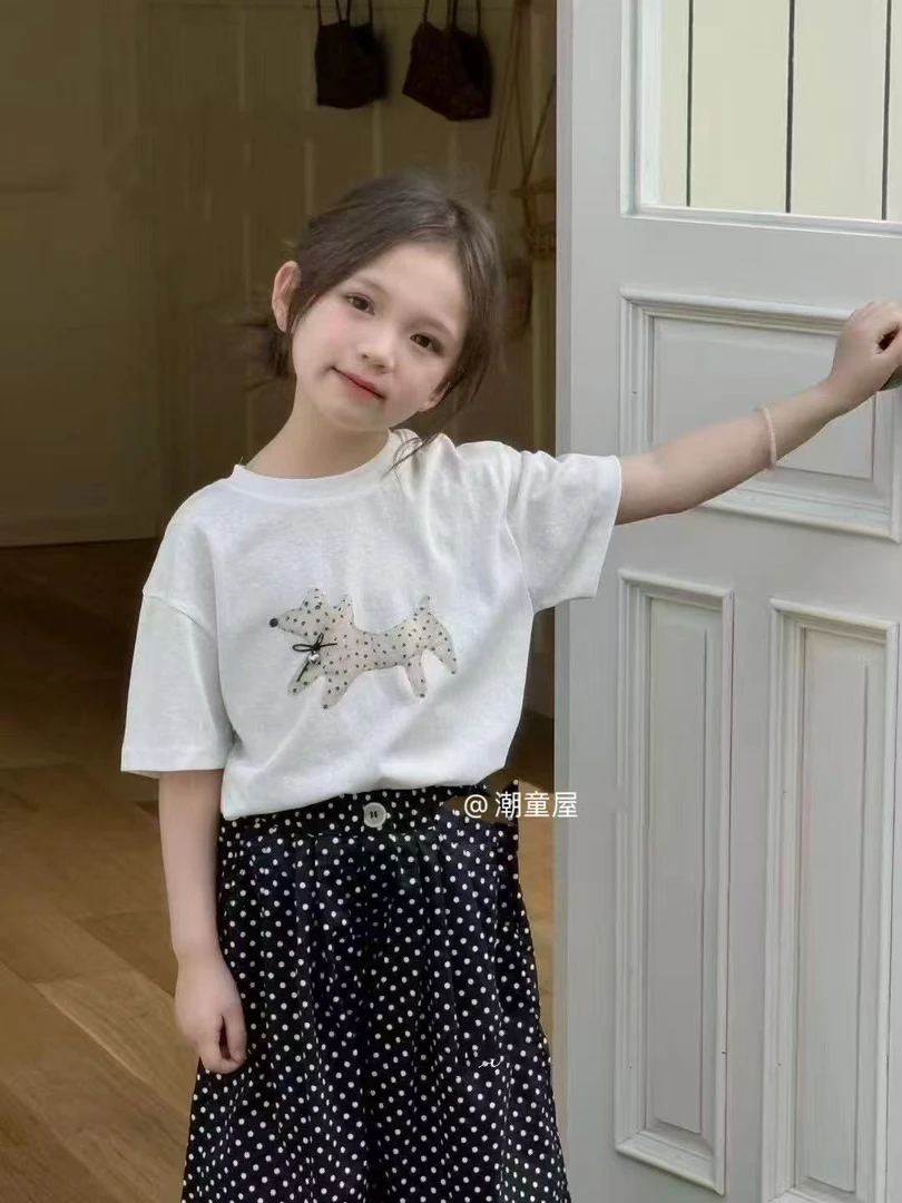 夏季套头圆点条纹公主风薄款套装童装洋气儿童夏款小童牛仔赫本风