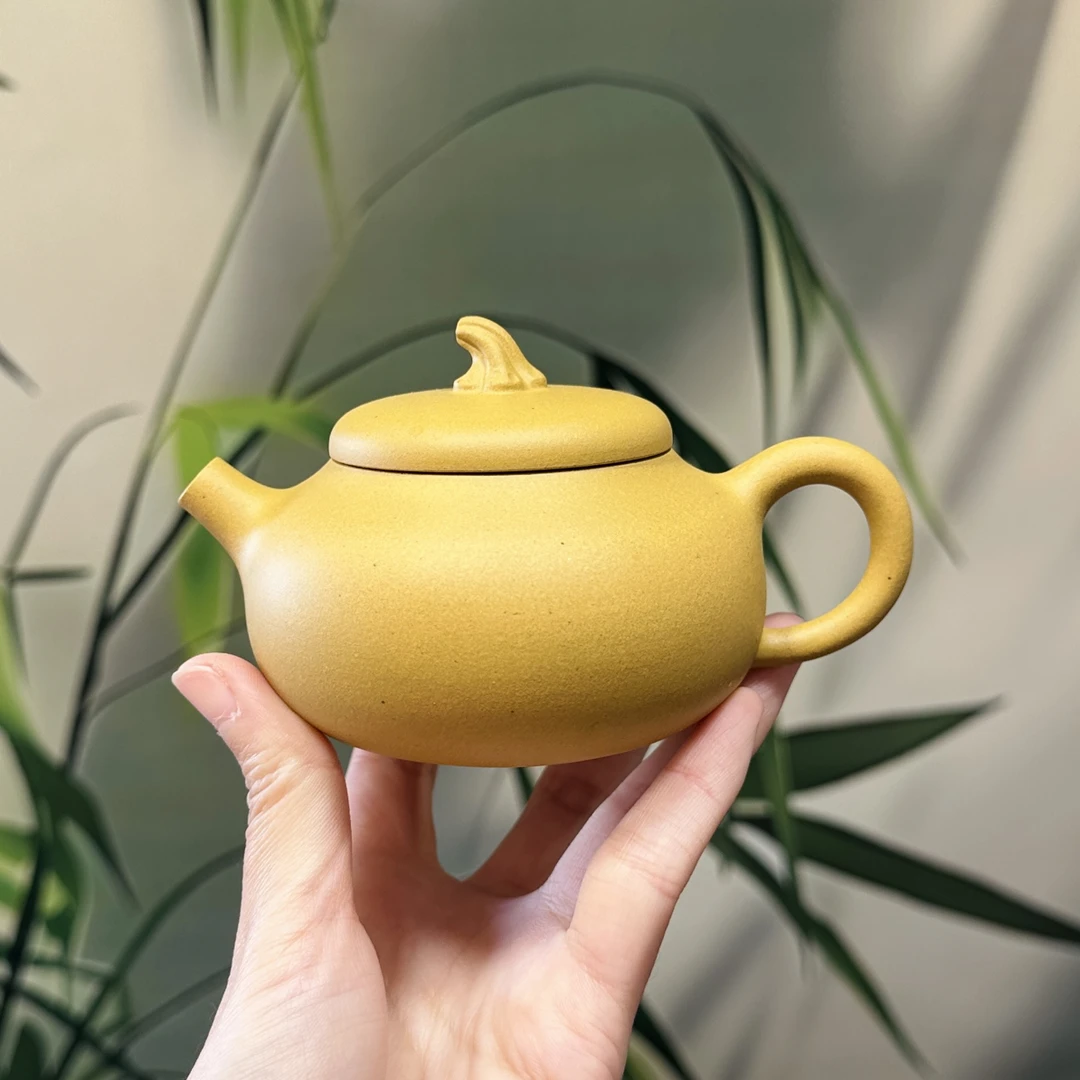 【国工蒋洁作品】小秋瓜·全手工·黄龙山原矿黄金段·150cc·内推球孔