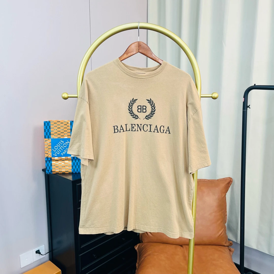 99新 Balenciaga/巴黎世家  卡其色皇冠麦穗短袖