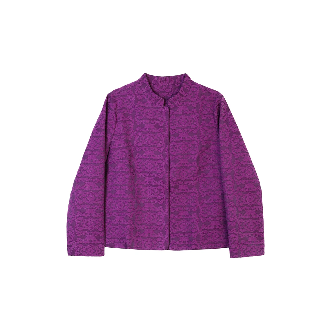 【粉丝专属】紫色油丝宝相花纹外套 2681887