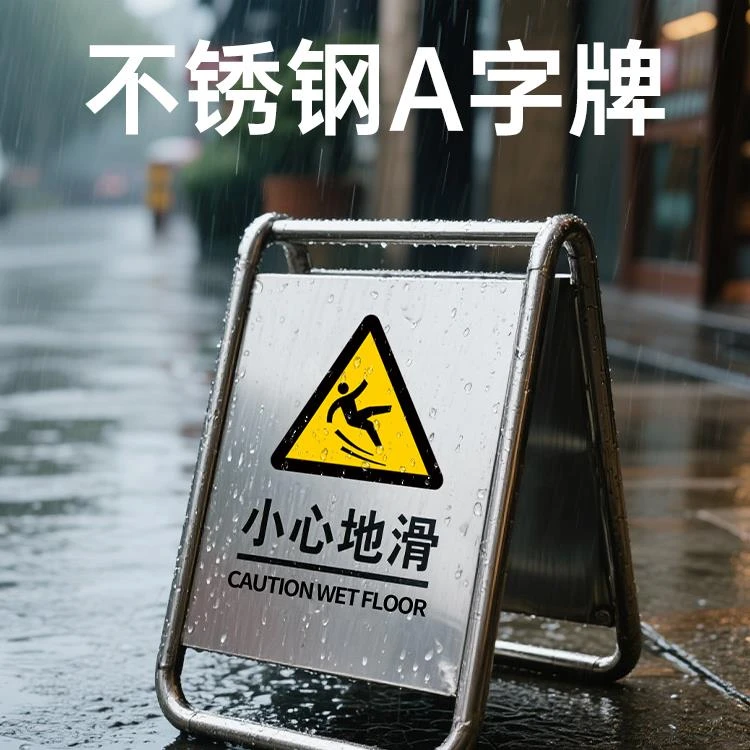 不锈钢禁止停车警示牌请勿泊车告示牌专用车位标识折叠A字牌