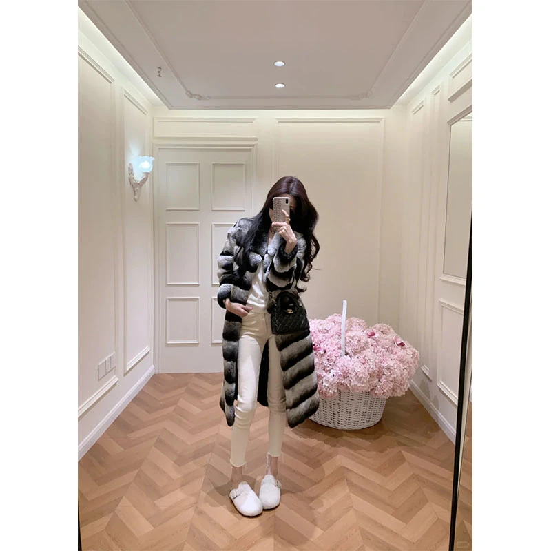 高级感2025新款保暖长款毛毛外套V领大衣显瘦高腰百搭休闲裤套装