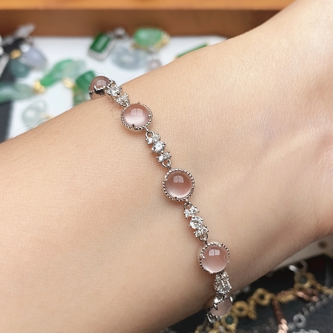 南红玛瑙银S925镶嵌手链