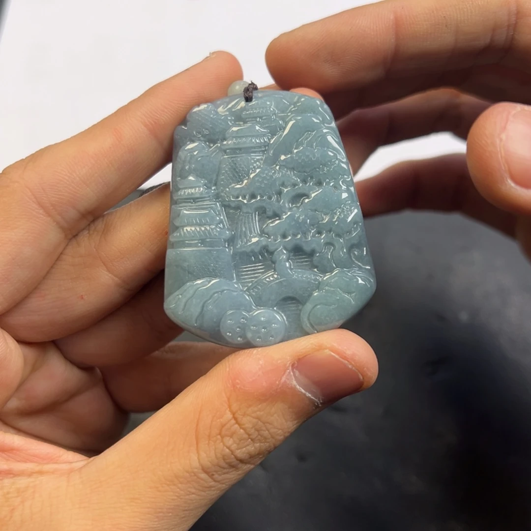 颈饰未镶嵌翡翠多样性高端手工山水牌