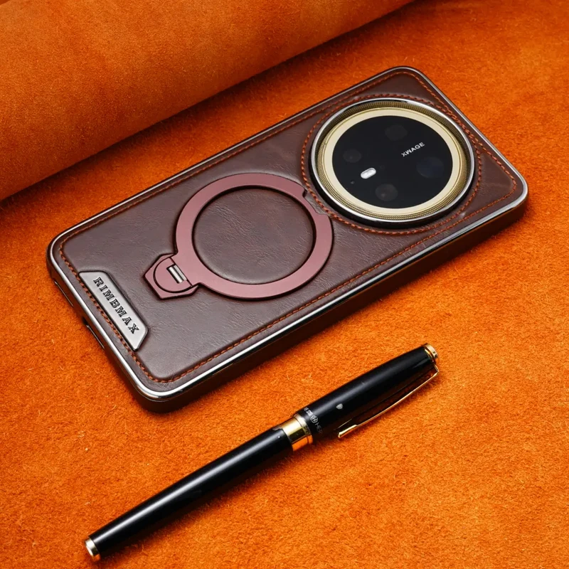 高级感旋转支架磁吸适用于华为Mate70Pro+手机壳高档皮质Mate60男