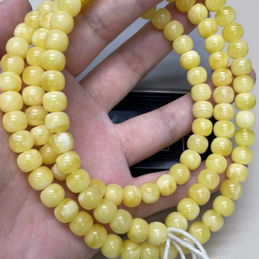 琥珀未镶嵌项链8mm蜜蜡老型链子33克