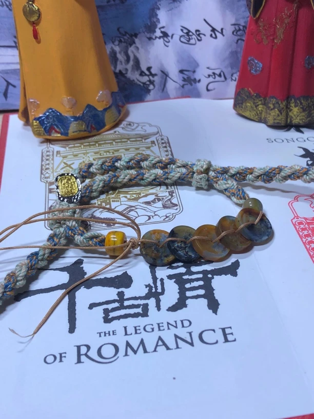 岫玉地球蓝五帝钱手链
