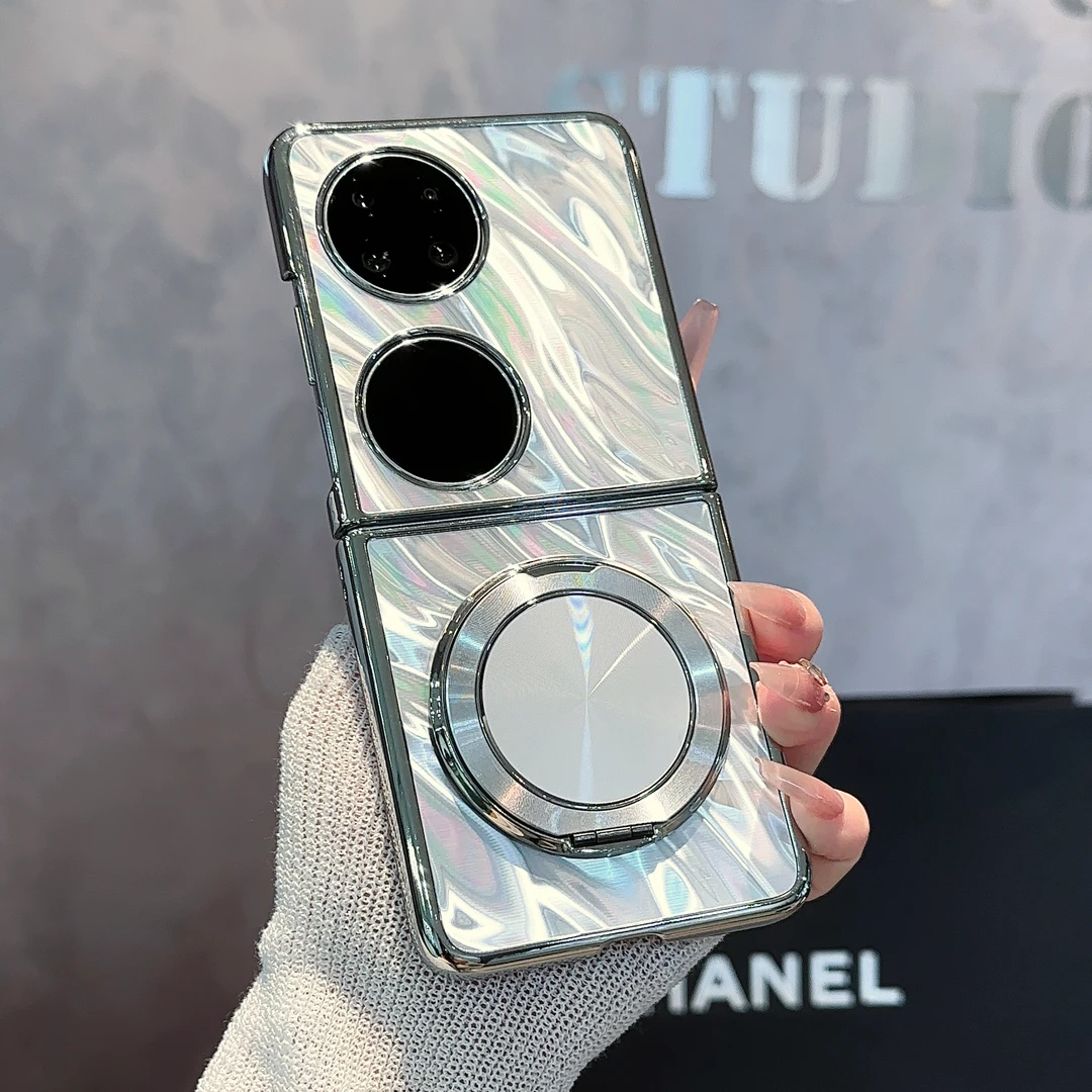 适用于【华为P50POCKET】水波纹电镀折叠高颜值手机壳女款