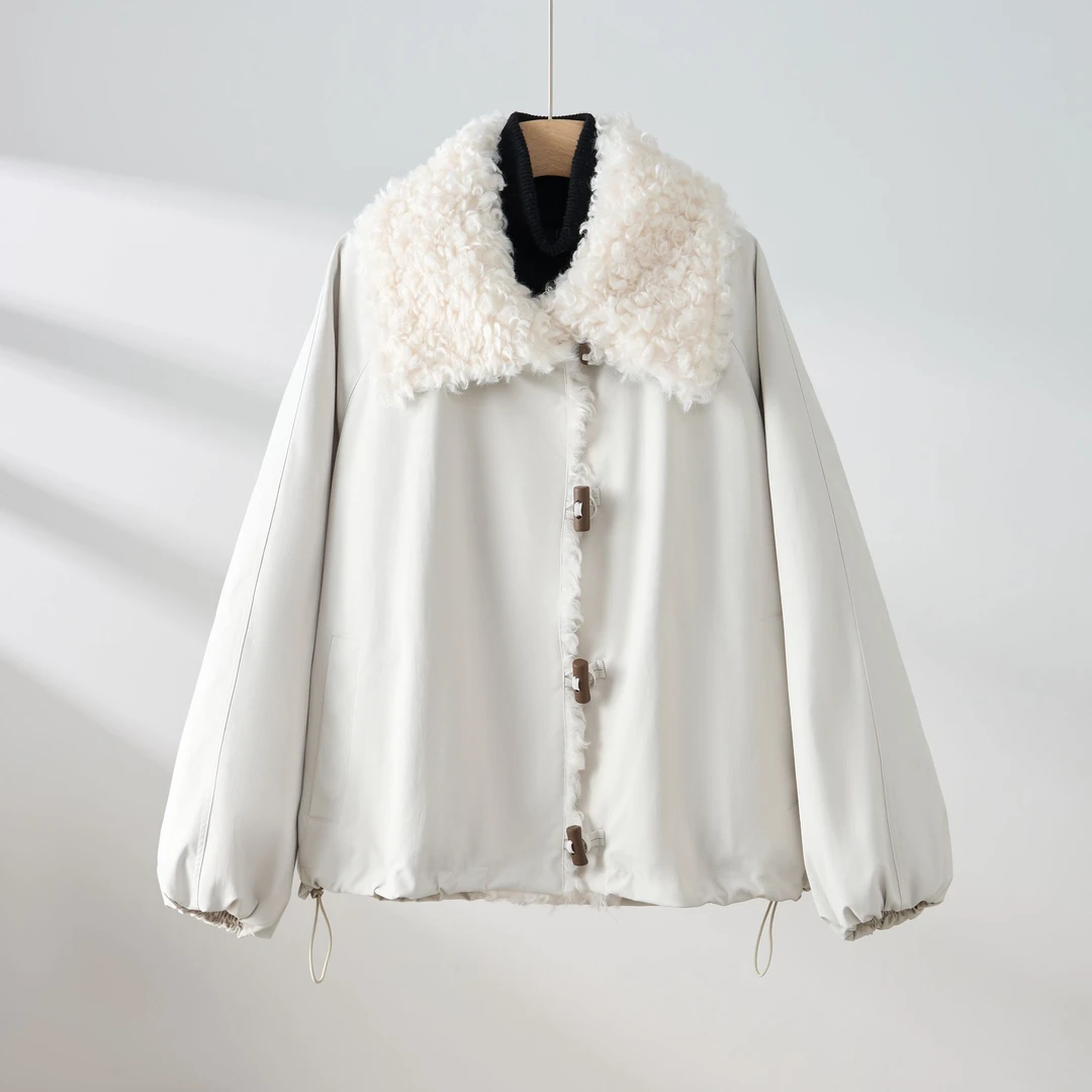 休闲百搭冬季保暖常规款白色时尚女士加绒加厚防风短款  88186