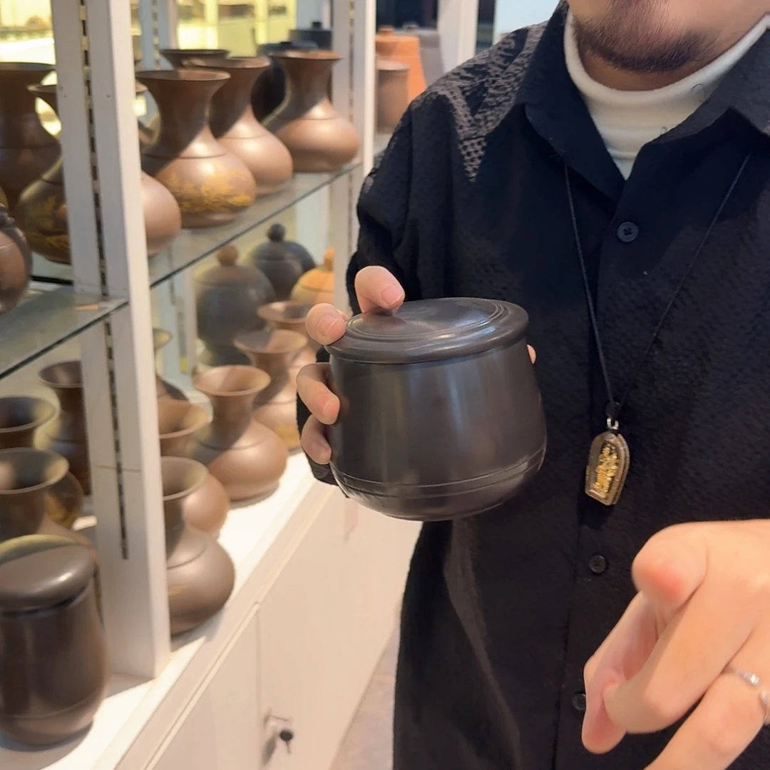 钦州坭兴陶原矿泥茶叶罐四两