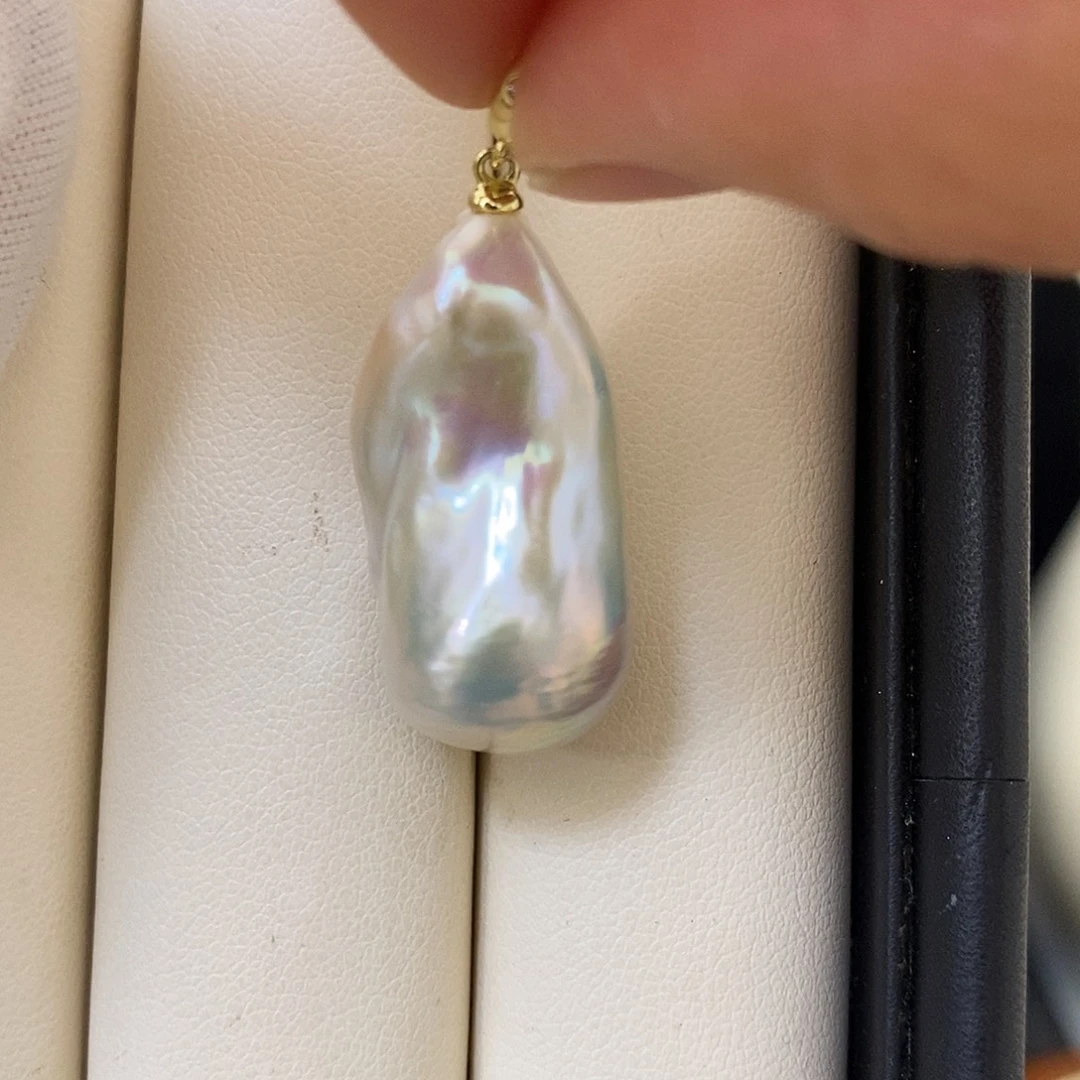 银S925镀金镶嵌吊坠(不含链)淡水珍珠