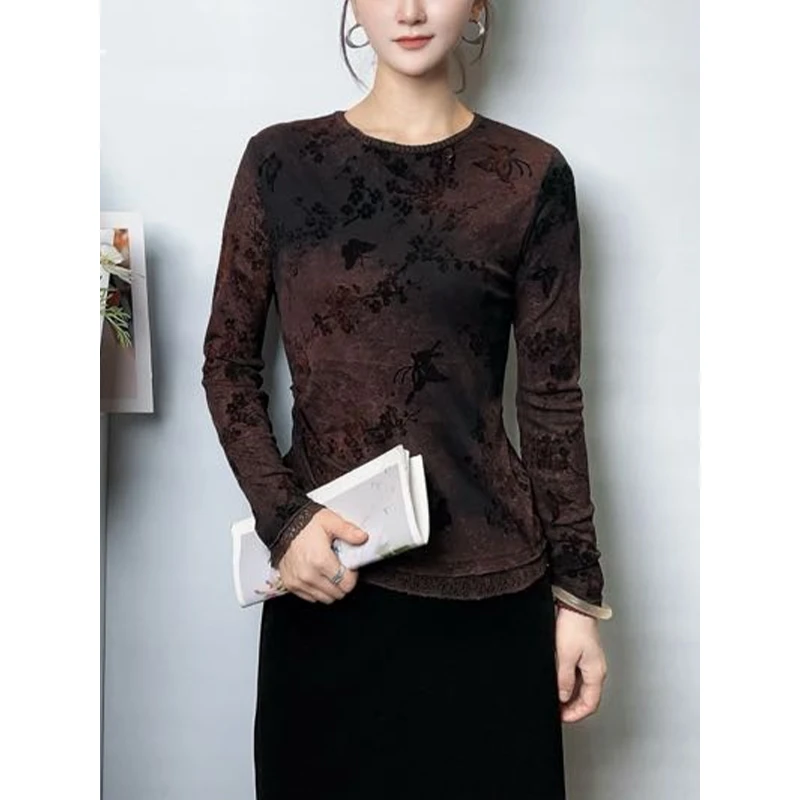 5256#半高领长袖打底衫女2025秋季新款时尚洋气减龄宽松显瘦上衣