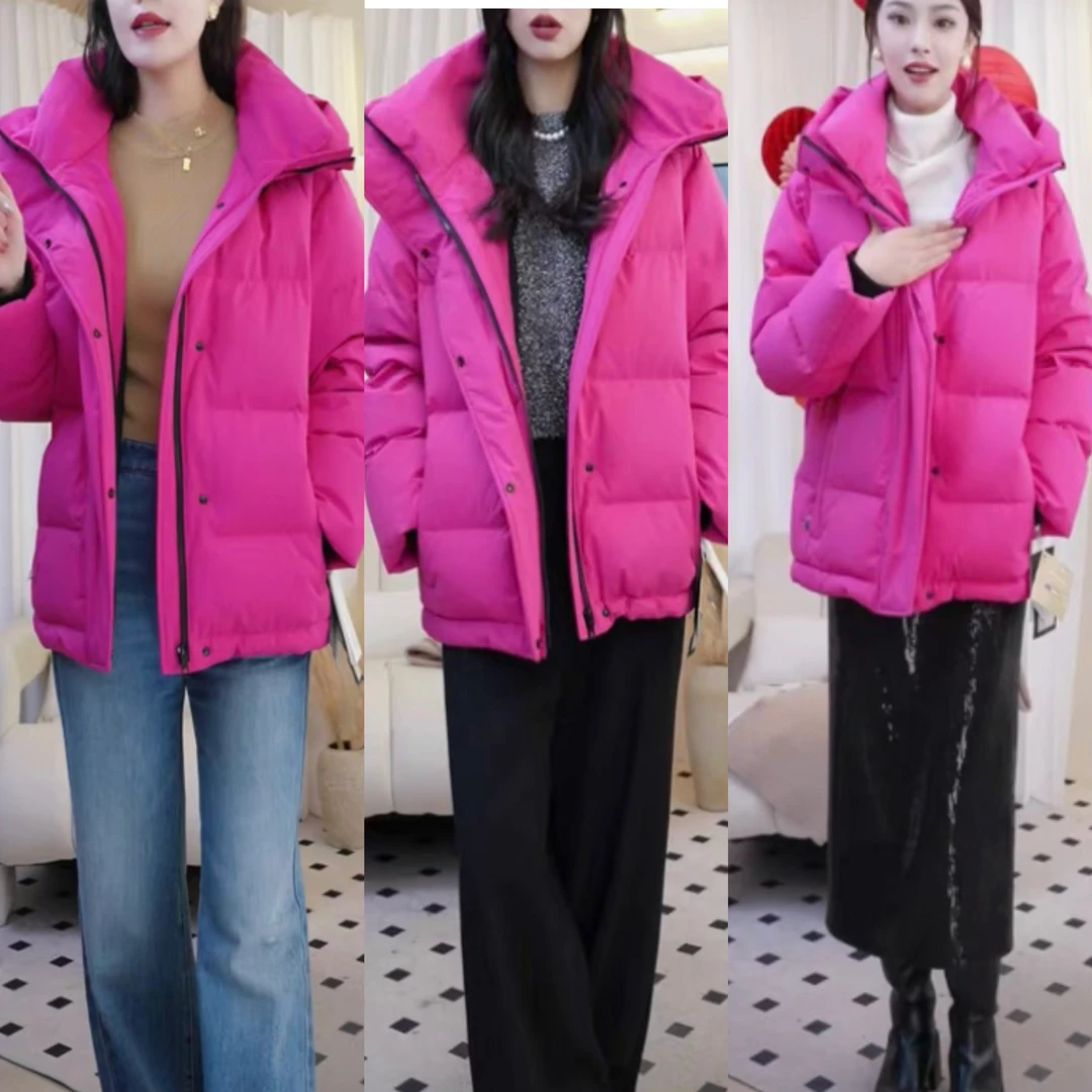 朗～24年冬季双层立领连帽休闲冬季高级感棉派克外套