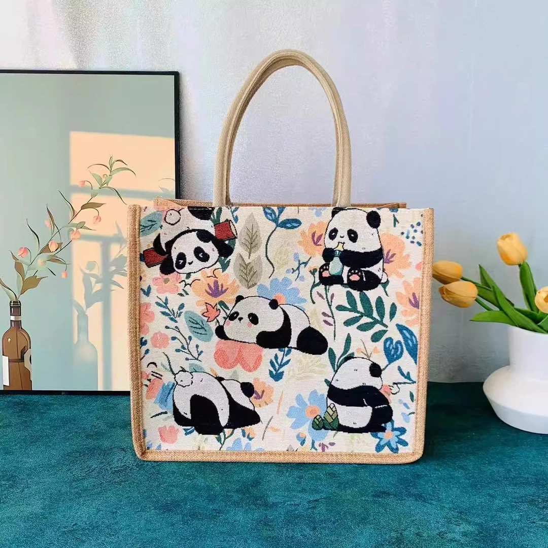 手提包帆布刺绣妈咪包托特包 帆布拼手提上班族通勤包