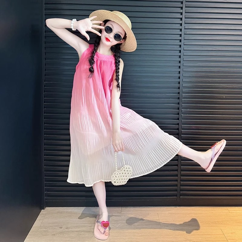 女童夏连衣裙2025新款女大童夏季波西米亚裙子儿童夏装吊带公主裙