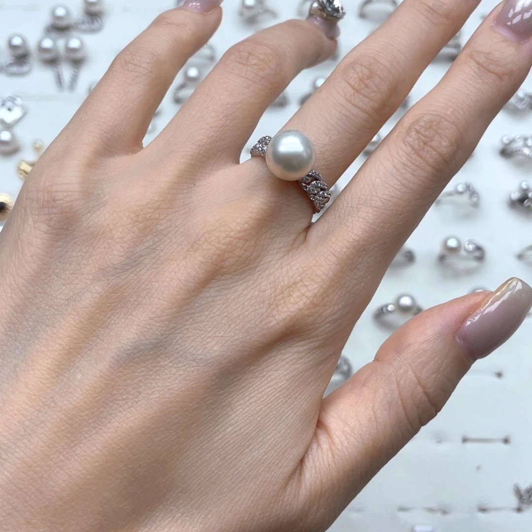 戒指银S925镶嵌淡水珍珠小*