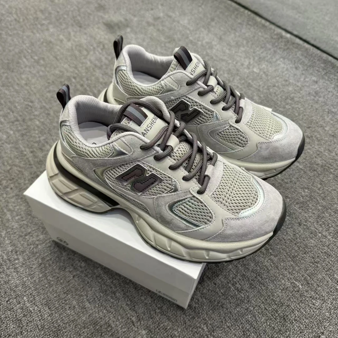 2025春季新款真皮厚底网面N老爹鞋运动休闲鞋女ST2602