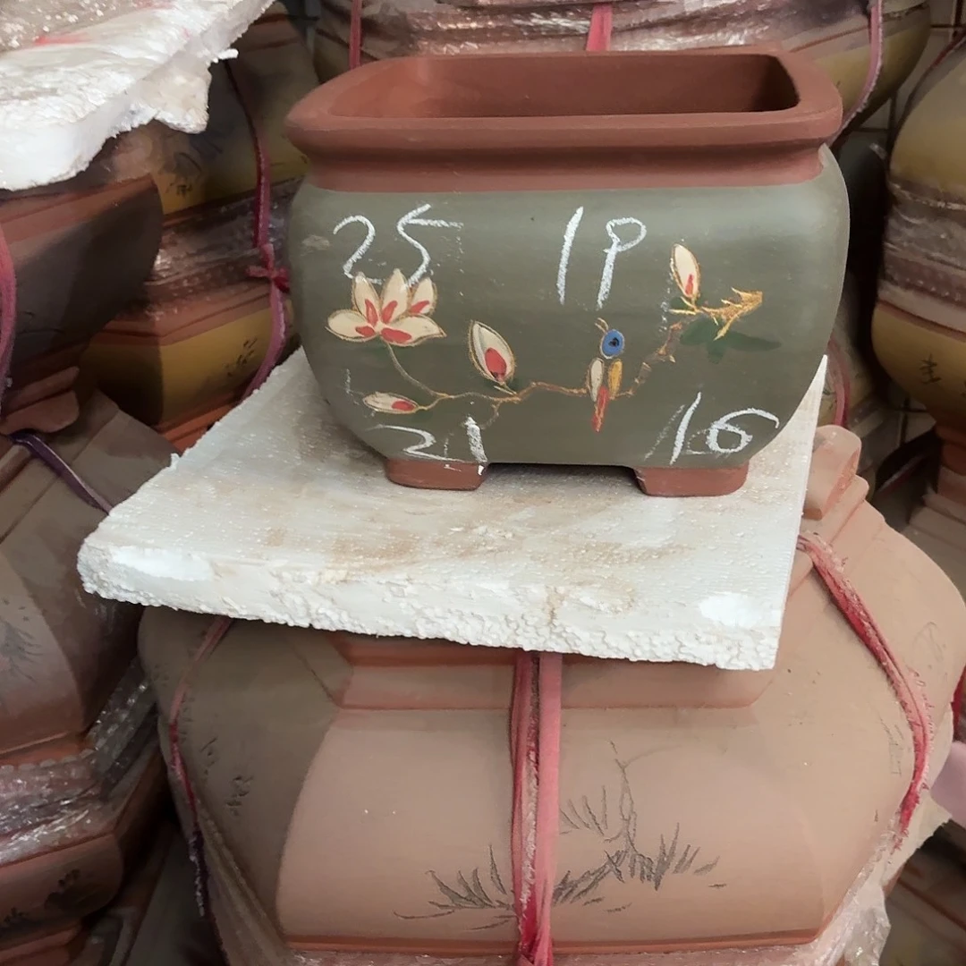 紫砂紫砂花盆四方一个