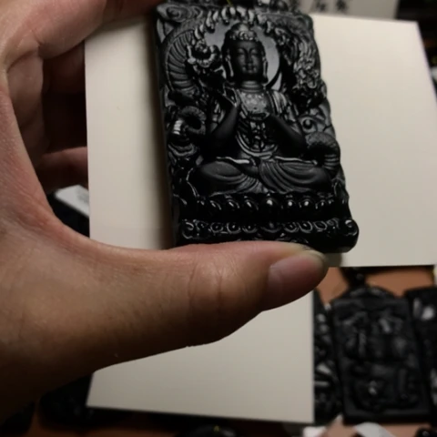 天然缅甸a货钢琴黑挂件