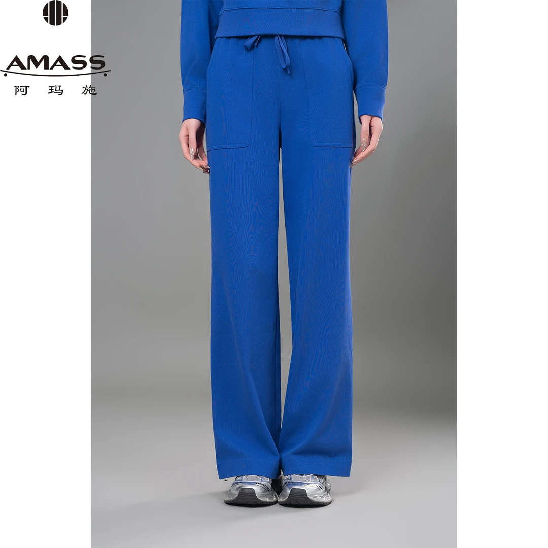 AMASS/阿玛施春夏新款舒适松紧腰百搭垂感直筒休闲裤长裤 5100386