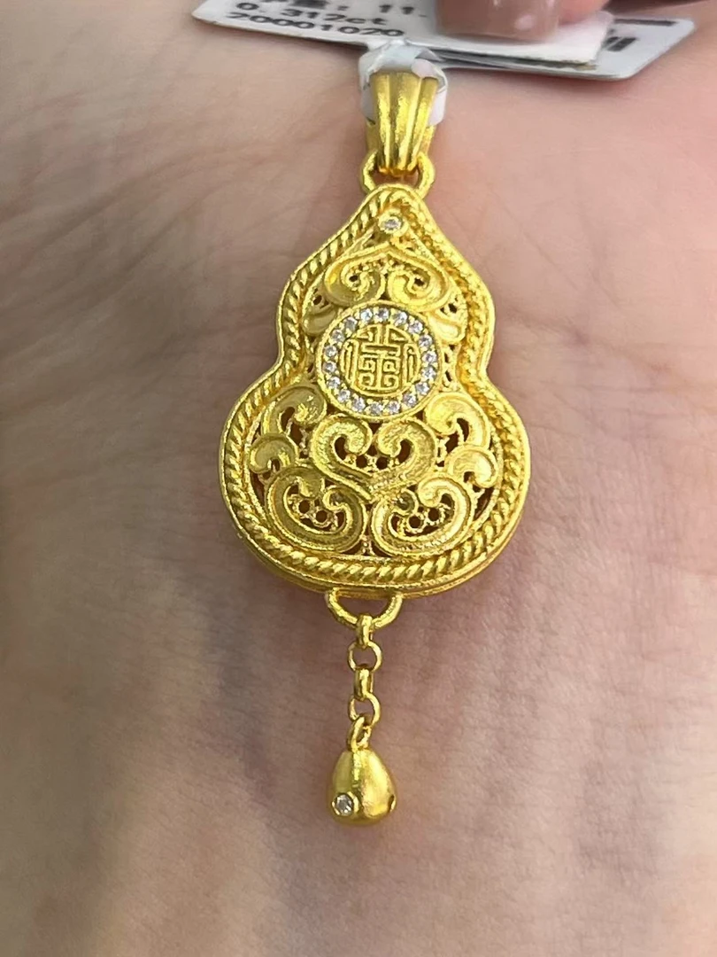 足金999 镶嵌点钻提溜葫芦吊坠（不含链）